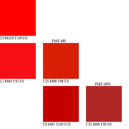 Variants of the swiss red on the flag and coat of arms