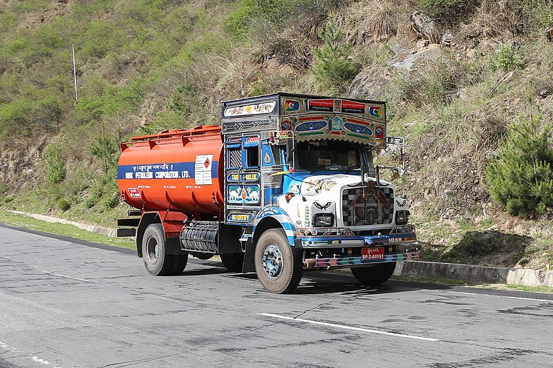 File:Tank truck on Phuentsholing-Thimphu highway, Bhutan.jpg