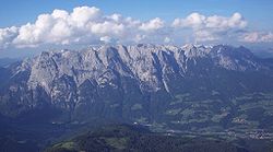 Tennengebirge od jihozápadu, Raucheck uprostřed