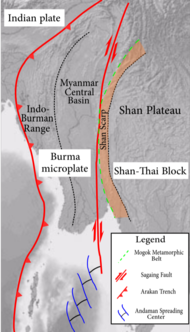 Tectonic map of Myanmar with the oblique convergent boundary, the Arakan Trench Text6986-6.png