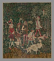 The Hunters Enter the Woods (from the Unicorn Tapestries) MET DP118981.jpg