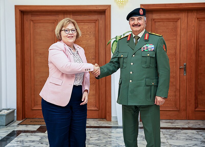 File:US Assistant Secretary of State for Near Eastern Affairs Barbara Leaf and Libyan General Khalifa Haftar 2023.jpg