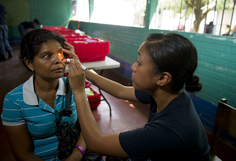 File:US Navy 110619-N-RM525-137 Lt. Patricia Salazar, from San Francisco, examines a patient at the Escuela Humberto Mendez Juarez medical site during a.jpg