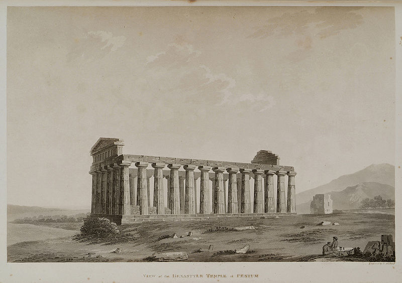 File:View of the Hexastyle Temple at Paestum - Wilkins William - 1807.jpg