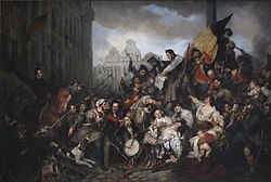 Wappers - Episodes from September Days 1830 on the Place de l’Hôtel de Ville in Brussels