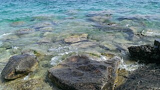 Water wearing down rock at Flowerpot Island.