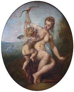 L'Amour désarmé, huile sur toile, Antoine Watteau (vers 1715)