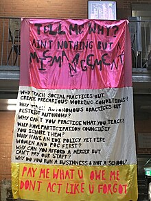 Though students are able to choose from a range of progressive and critical practices, they also object precarity of their tutors and management failures. WdKA Rotterdam 20230523.jpeg