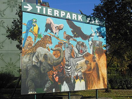 Wegweiser zum Tierpark Cottbus