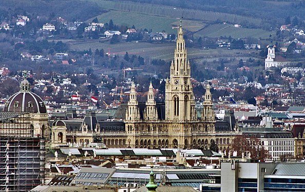 Vienna City Hall, seen from the Bahnorama.