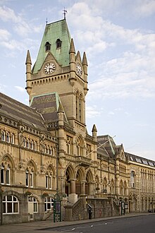 Steps of Winchester Guildhall on which Weston was arrested. WinGuild30Je6-4864.jpg