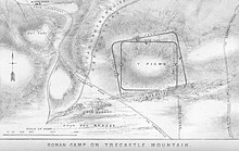 Y Pigwm, Trecastle, Breconshire. Plan of the Roman Marching Camps at Y Pigwm [The Beacon], drawn by William Rees in 1854 Y Pigwm.jpeg