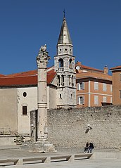 Votive column and bell tower of St. Elijah Church