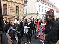 March for marriage equality, 2013 Zagreb marriage equality march.JPG