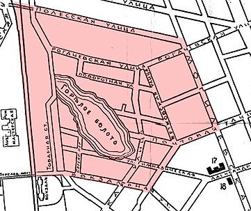 Меркаваны абшар раёна Гарэлае Балота (паводле плана 1910 г.).
