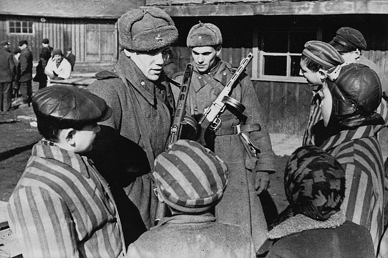 File:Советские солдаты общаются с детьми, освобожденными из Освенцима.jpeg