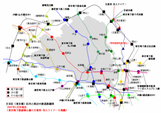 区内と周辺の鉄道路線図