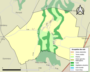 Carte en couleurs présentant l'occupation des sols.