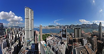 Vista panorâmica da região de Kowloon, Hong Kong. (definição 8 816 × 4 621)