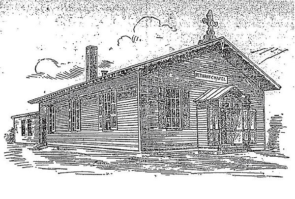 An illustration of Bethany Chapel, a mission of New York Avenue Presbyterian Church, that was built in 1874 and later razed as part Federal Triangle's