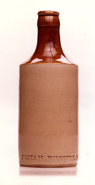 1930s stoneware bottle used by Dutch Josiah Russell company 1930s stoneware bottle used by Dutch Josiah Russell company.jpg