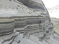 Sloji peska in vulkanskega pepela v okolici vulkana Čimboraso, Ekvador