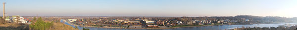 The Grand River waterfront as seen from Dewey Hill