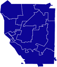 2009 Buffalo walikota hasil pemilihan peta oleh dewan kota kabupaten.svg