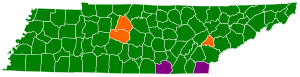 2012 Tennessee Republican Presidential Primary Election Results by County.svg