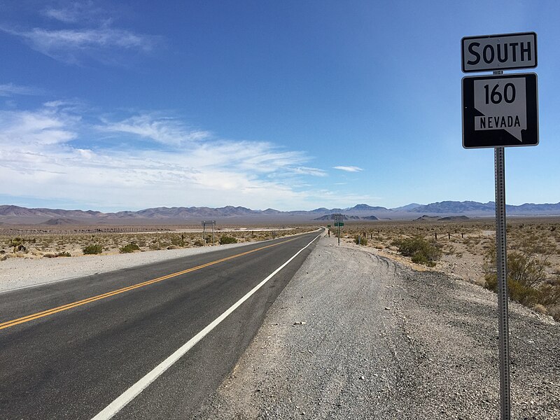 File:2015-07-12 16 42 47 View south from the north end of Nevada State Route 160 (Pahrump Valley Road) in Nye County, Nevada.jpg