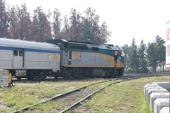 Via Rail Jasper-Prince Rupert train departing Jasper