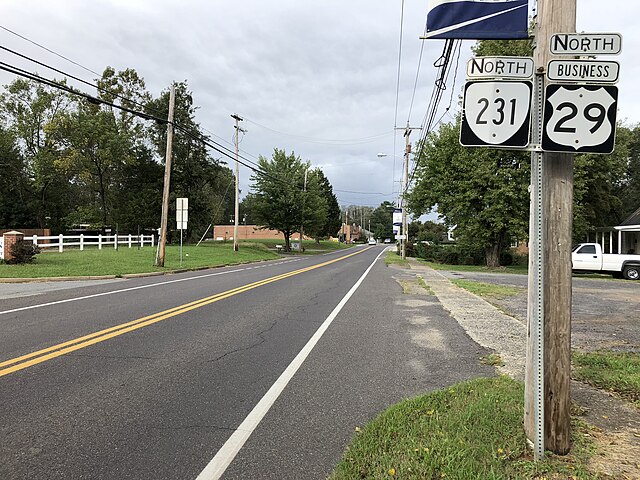 View north along US 29 Bus and SR 231 in Madison