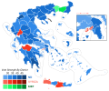 Results of the 2019 European Parliament election in Greece, showing vote strength by district.