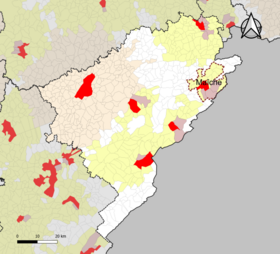 Localização da área de atração Maîche no departamento de Doubs.