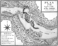 An early map of the Falls of the Ohio; Louisville, Kentucky is in the lower right