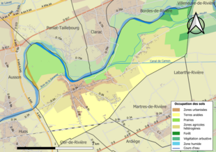 Kolorowa mapa przedstawiająca użytkowanie gruntów.