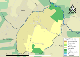 Kolorowa mapa przedstawiająca użytkowanie gruntów.