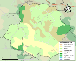 Barevná mapa znázorňující využití půdy.