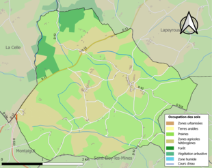 Kolorowa mapa przedstawiająca użytkowanie gruntów.