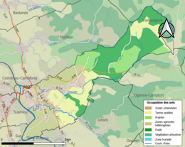 Carte des infrastructures et de l'occupation des sols de la commune en 2018 (CLC).