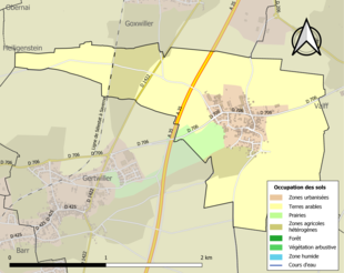 Kolorowa mapa przedstawiająca użytkowanie gruntów.