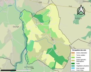 Kolorowa mapa przedstawiająca użytkowanie gruntów.