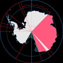 Antarctic territorial claims of Australia (in pink) and New Zealand (in turquoise). These claims have been maintained since 1933 and 1924 respectively and are mutually recognised as to sovereignty. ANZ Antarctic.PNG