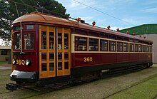 360 in 2008 at the Tramway Museum, St Kilda Adelaide tram 360.jpg