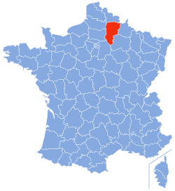 Aisnes placering i Frankrig