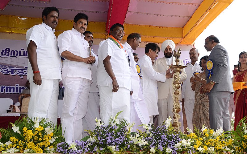 File:Ajit Singh lighting the lamp to inaugurate the newly built terminal of Pondicherry airport,in Puducherry. The Lt. Governor, Puducherry, Dr. Iqbal Singh, the Minister of State for Personnel.jpg