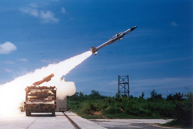 Test firing of the Akash missile. A medium-ran...