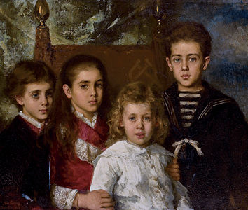 Portrait of the children of Paul Pavlovich Demidoff label QS:Len,"Portrait of the children of Paul Pavlovich Demidoff" 1883