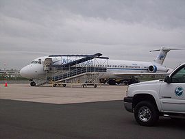 McDonnell Douglas MD-83 авиакомпании Allegiant Air в Региональном аэропорту Хейгерстаун (Мэриленд), 2009 год