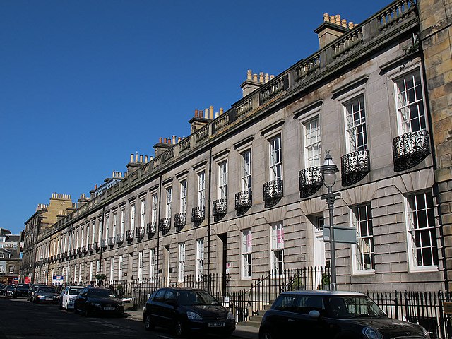 A row of town houses on Alva Street, highlighting the neoclassical work of Gillespie Graham